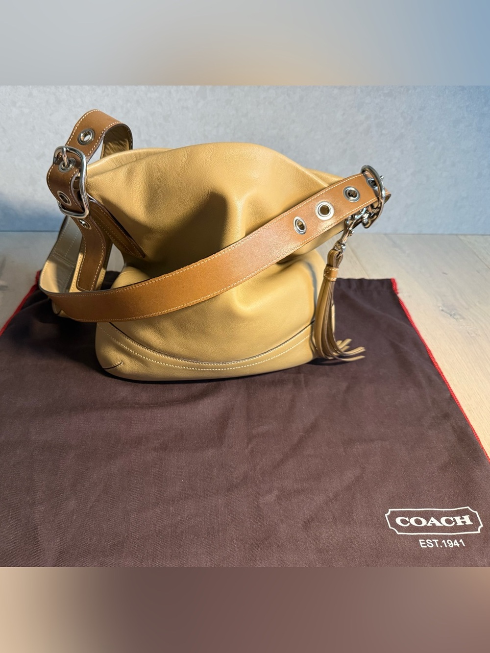*Rare* Coach Soho Crossbody Bag in Tan with Tassel